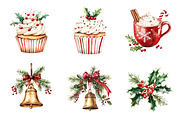 Watercolor Cute Christmas Clipart, a Transportation Illustration by SinaCreation (Thumbnail 5 of 6)