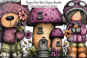 Happy New Year Clipart, an Illustration by SinaCreation