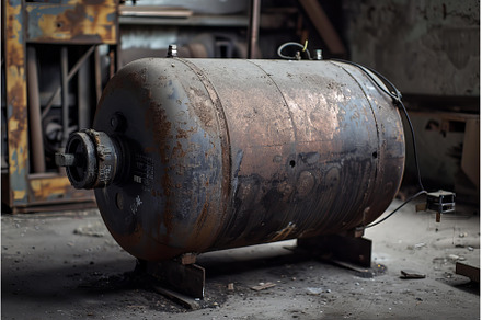 Old rusty industrial boiler tank, an Industrial Photo by Ylivdesign