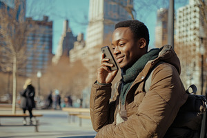 Young black man relaxing on a bench, a Photo by Iftikhar Alam