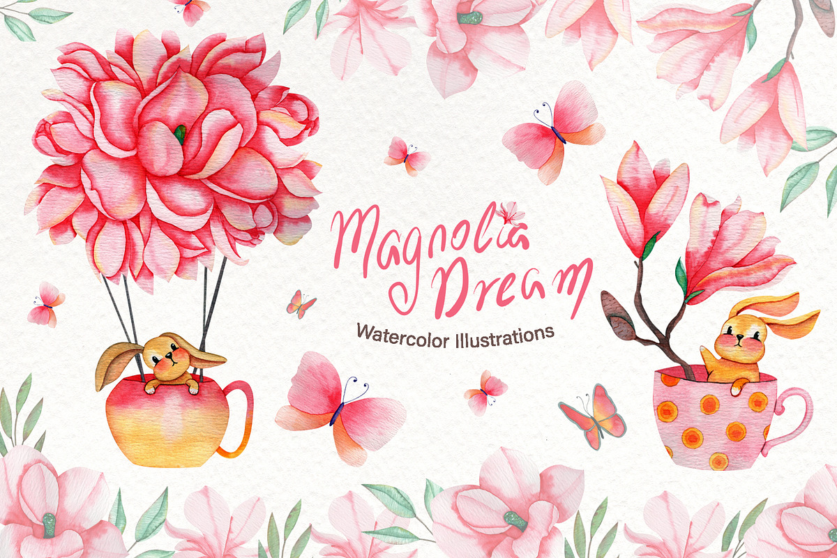 Magnolia Dream - Watercolor, an Illustration by TanataDesign (Photo 1 of 7)