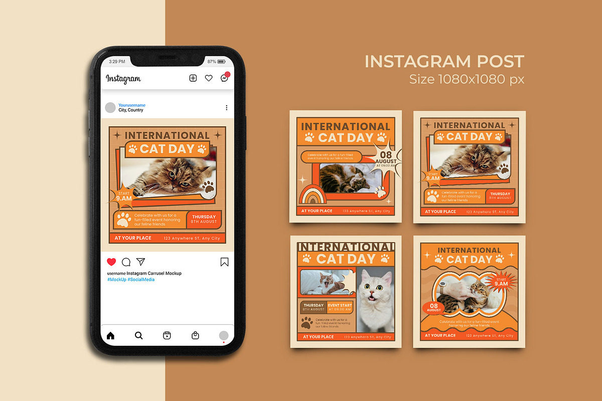Cat Day Instagram Template, a Social Media Template by Artnivora.Std (Photo 3 of 3)