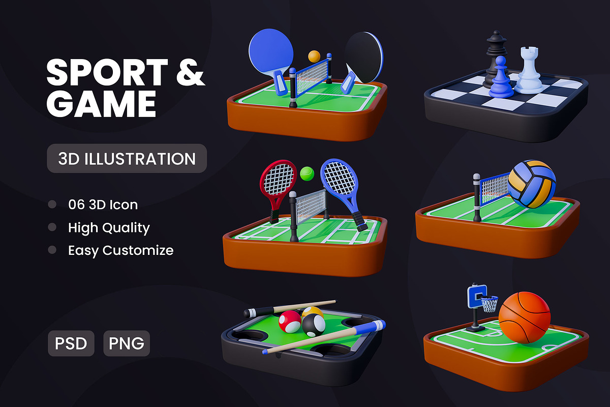 Sport and Game 3D Icon Pack #3, an Object 3D Model by deviapuspitasari2 (Photo 1 of 2)