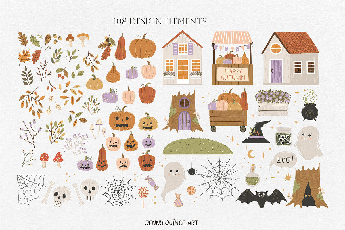 Halloween Vector Clipart & Patterns, a Decorative Illustration by Jenny Quince (Photo 2 of 14)