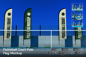 Pickleball Court Pole Flag Mockup, an Advertising Mockup by herutage