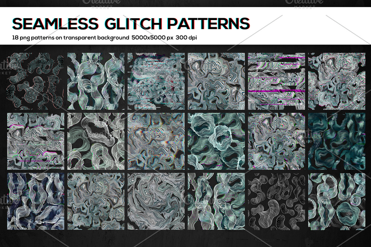 SEAMLESS GLITCH PATTERNS, a Pattern Graphic by ANAKOTO (Photo 5 of 25)