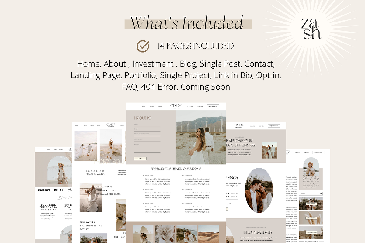 Cindy - Boho Showit Website Template, a Wix Template by Studio Zash (Photo 4 of 10)