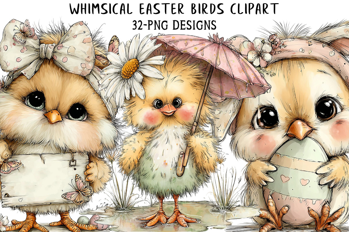 Whimsical Easter Birds Clipart, an Illustration by Daily.Designs (Photo 1 of 7)