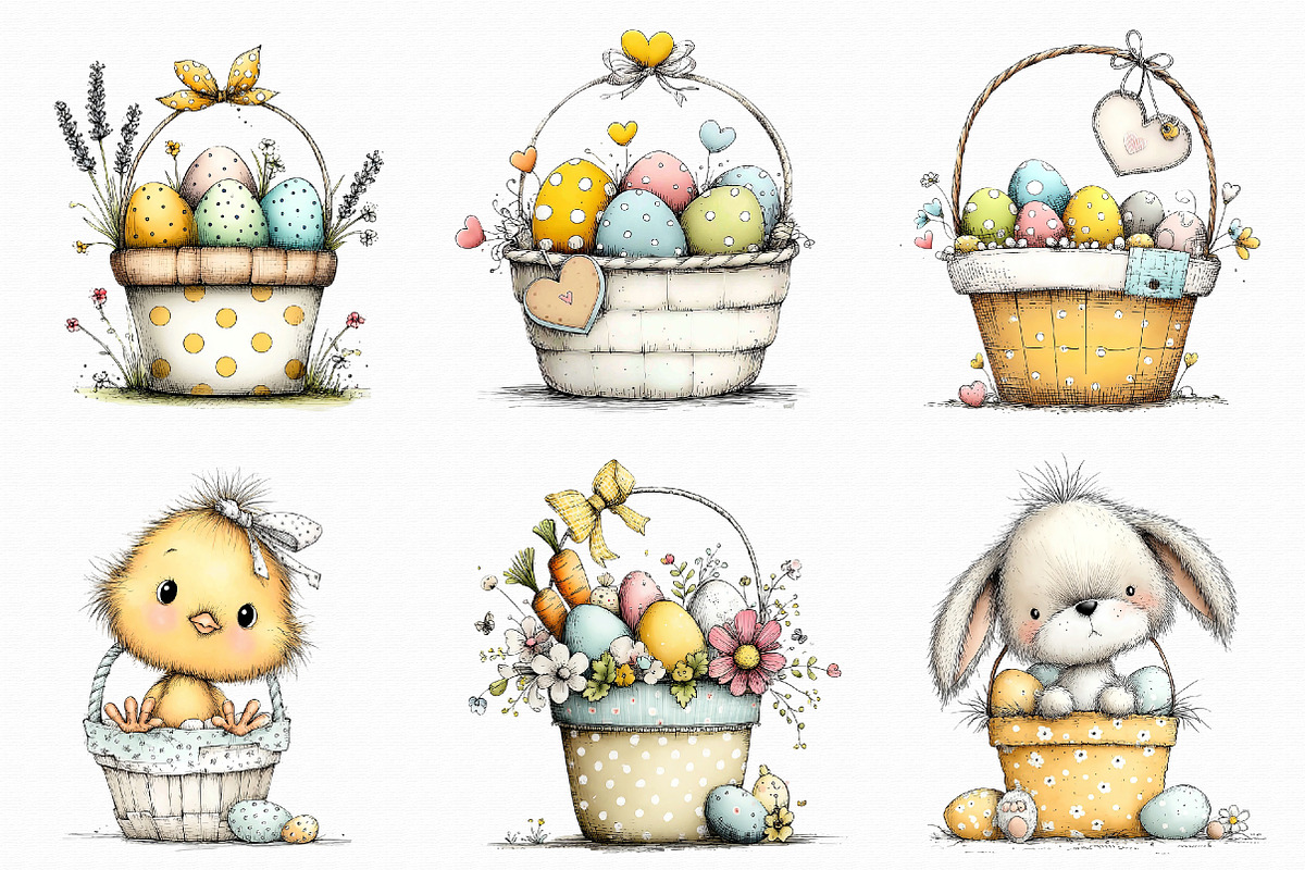 Easter Basket Clipart Set, an Illustration by Libby Wishes (Photo 6 of 8)
