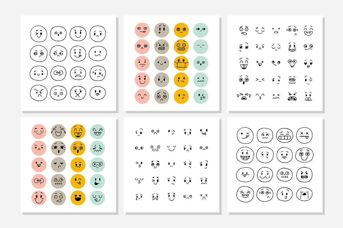 Set of smiley faces. Emoji. Smile!, a Person Illustration by Helen Sko (Photo 6 of 8)