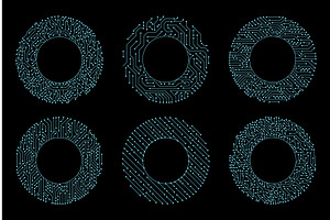 Circuit board circle frames, a Technology Illustration by Things for designers