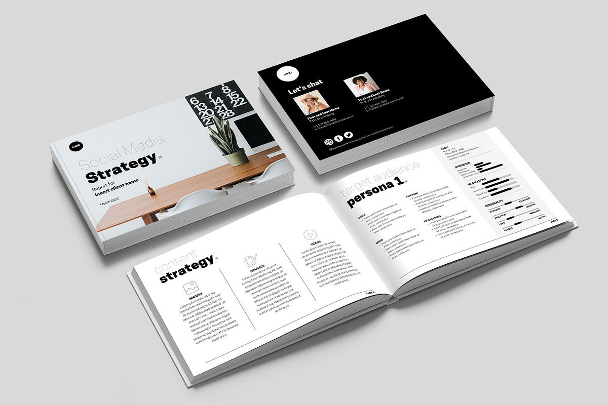 Black Social Media Strategy Template, a Presentation Template by InkBlue Templates (Photo 2 of 4)