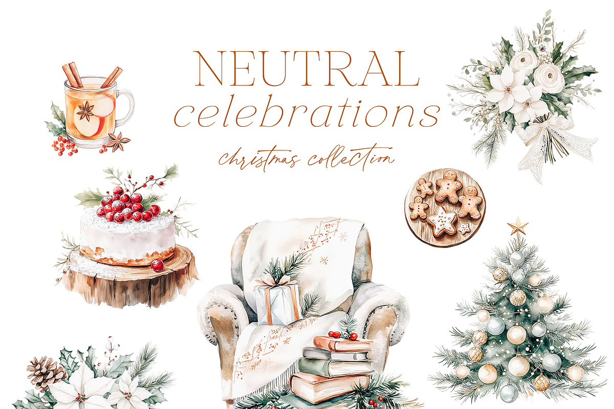 Watercolor Christmas Graphics, a Seasonal Illustration by studioequinox (Photo 6 of 8)