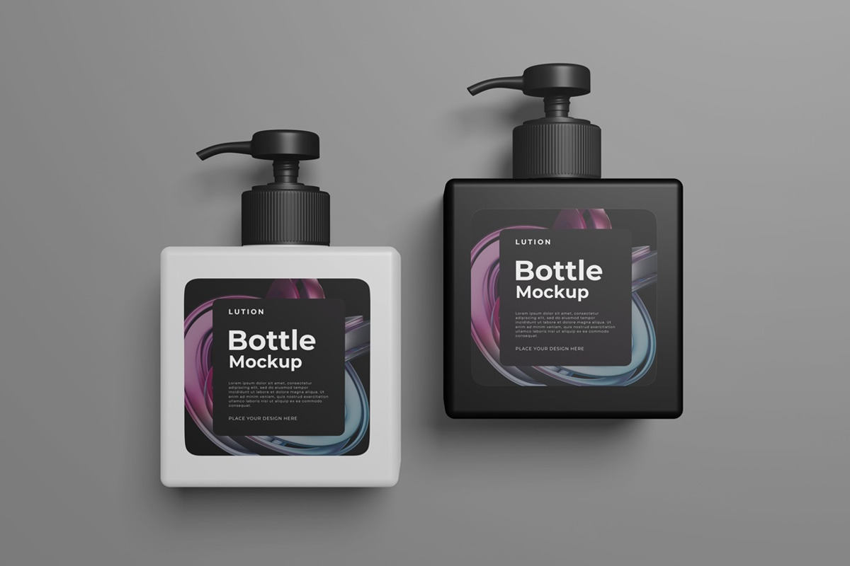 Square Pump Bottle Mockup, a Packaging Mockup by GraphicWindow (Photo 2 of 6)