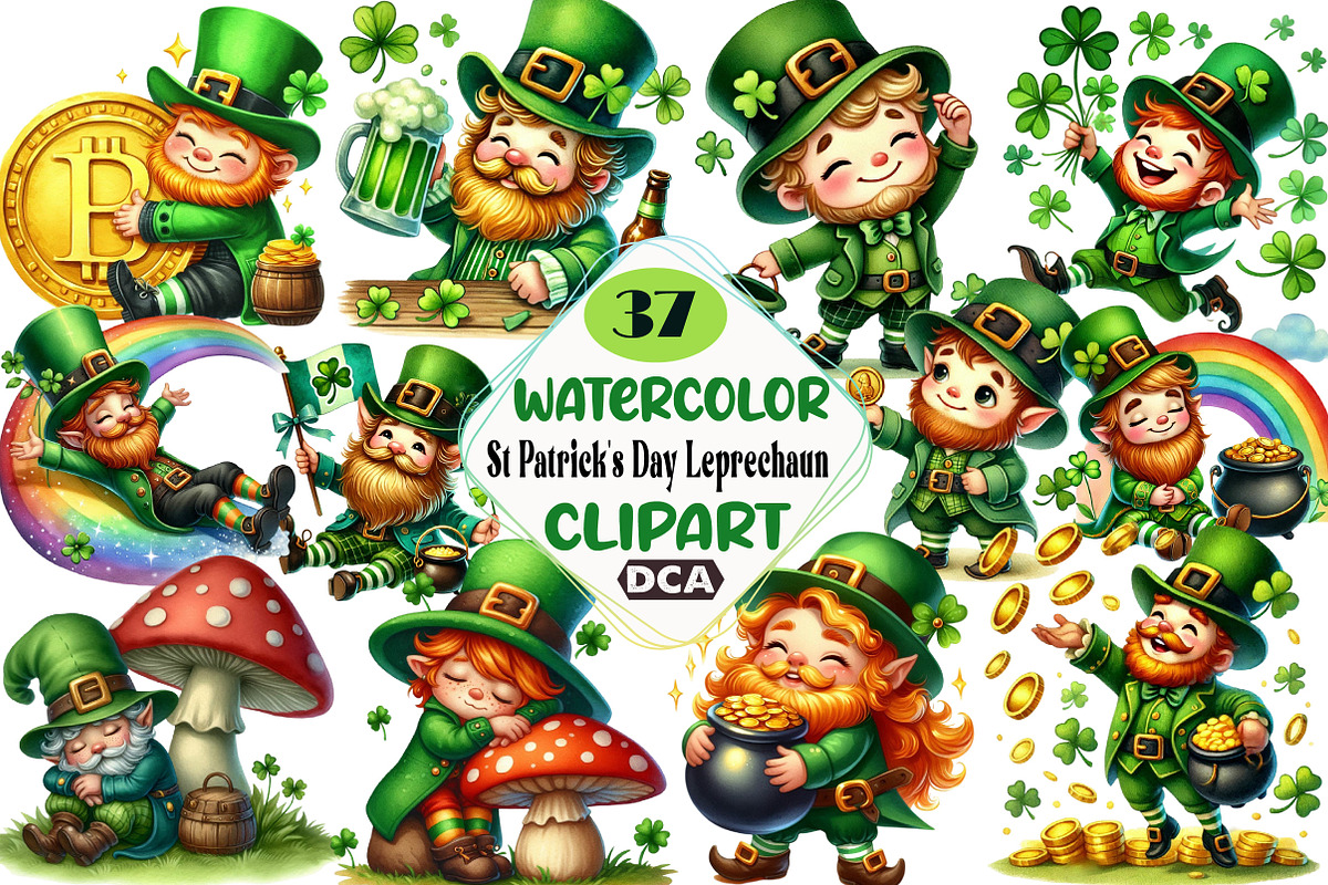 St Patrick's Day Leprechaun Clipart, an Illustration by DreamCafeArt (Photo 1 of 3)
