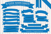 Blue Ribbon Banner Clipart, an Illustration by Amanda Ilkov (Thumbnail 1 of 4)