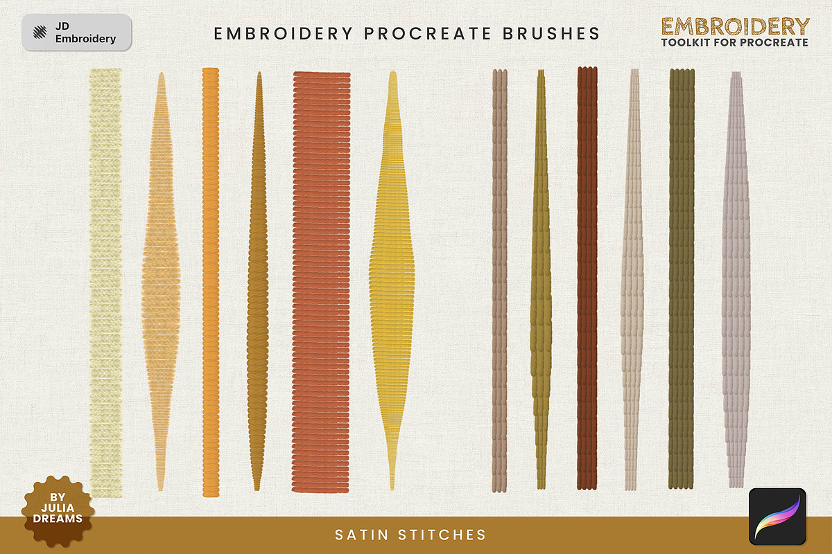 Embroidery Toolkit Procreate Brushes, a Brush Add-On by Julia Dreams (Photo 8 of 9)