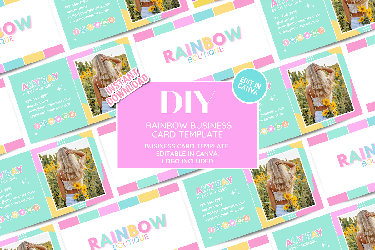 Colorful Business Card, a Business Card Template by SunshineStudioBoutique (Photo 2 of 10)