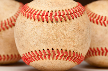 Macro abstract detail of worn leather baseball containing activity, athletic, a Sports & Recreation Photo by Andy Dean Photography