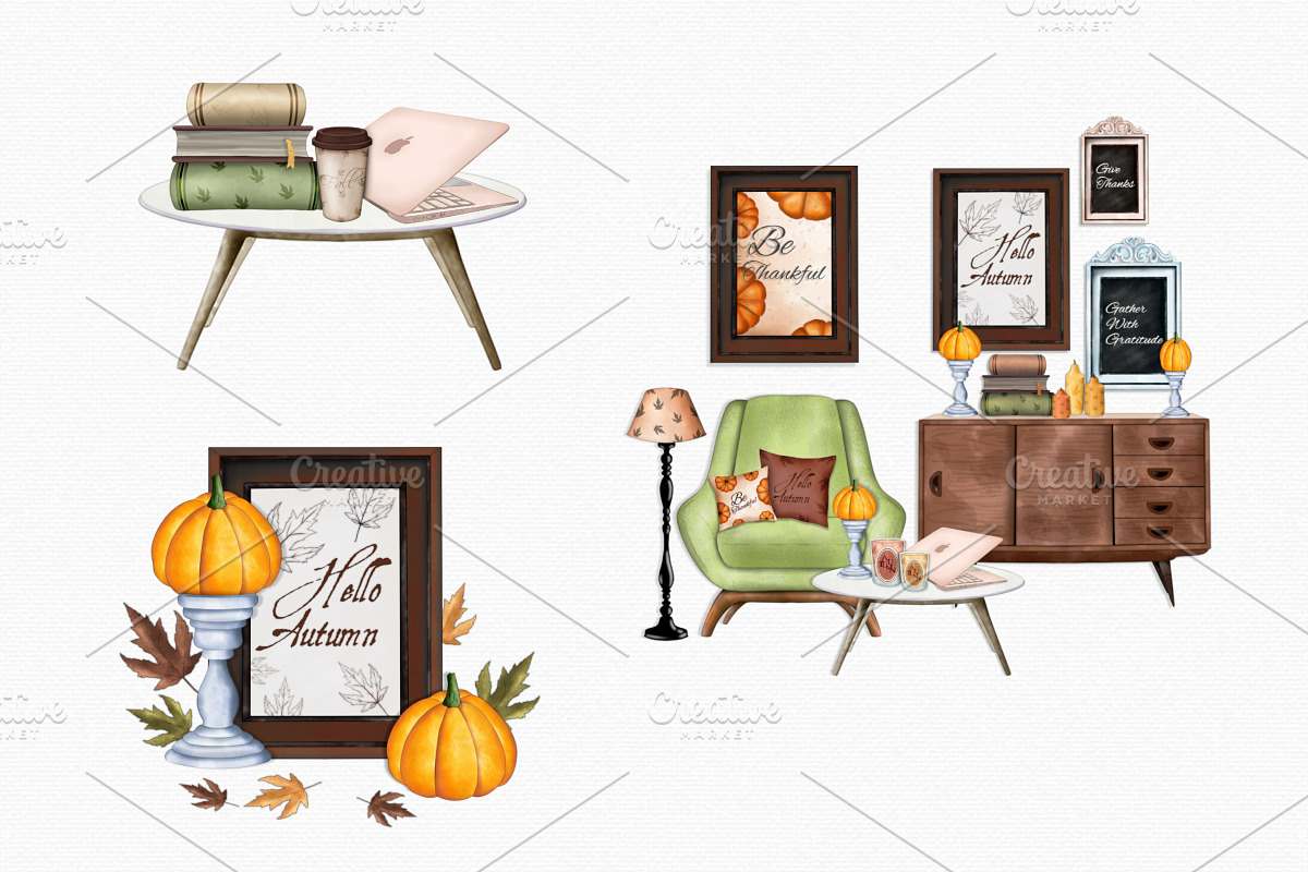 Watercolor Fall Essentials Clipart, an Illustration by MiracleArtAndDesign (Photo 4 of 5)