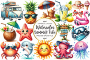 Watercolor Summer Vibe Clipart, an Illustration by OK Design (Thumbnail 1 of 5)
