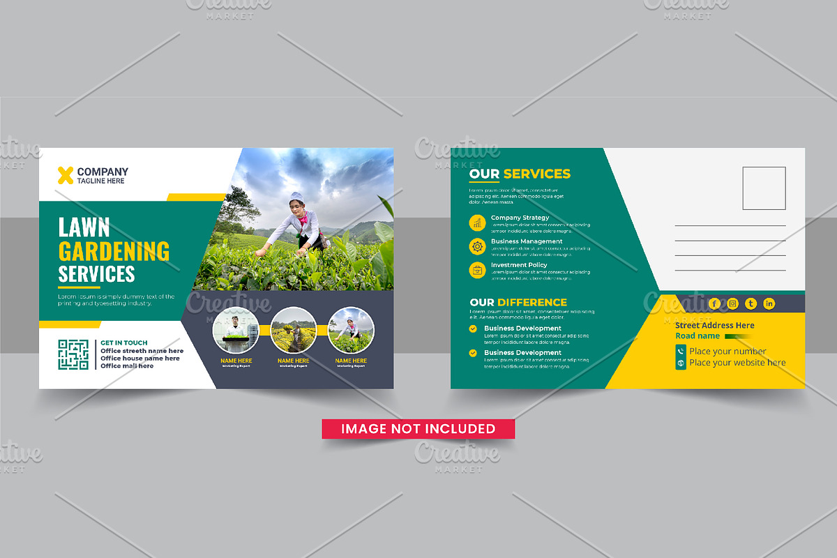 Lawn Mower Postcard Template design, a Card Template by Pavel_design