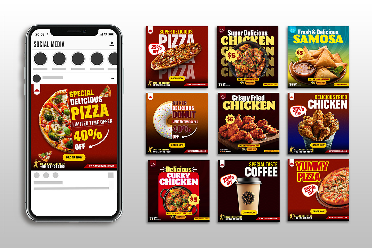 48 Fast Food Social Media Templates, a Social Media Template by Allies Interactive (Photo 4 of 4)