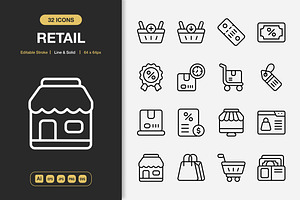 Retail Icons, an Icon by Spacepixel Creative