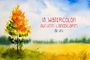 Autumn landscapes set 2, an Illustration by AlexGreenArt (Thumbnail 1 of 5)