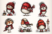 Whimsical Winter Robin Birds Clipart, an Illustration by Dream Creation (Thumbnail 5 of 7)