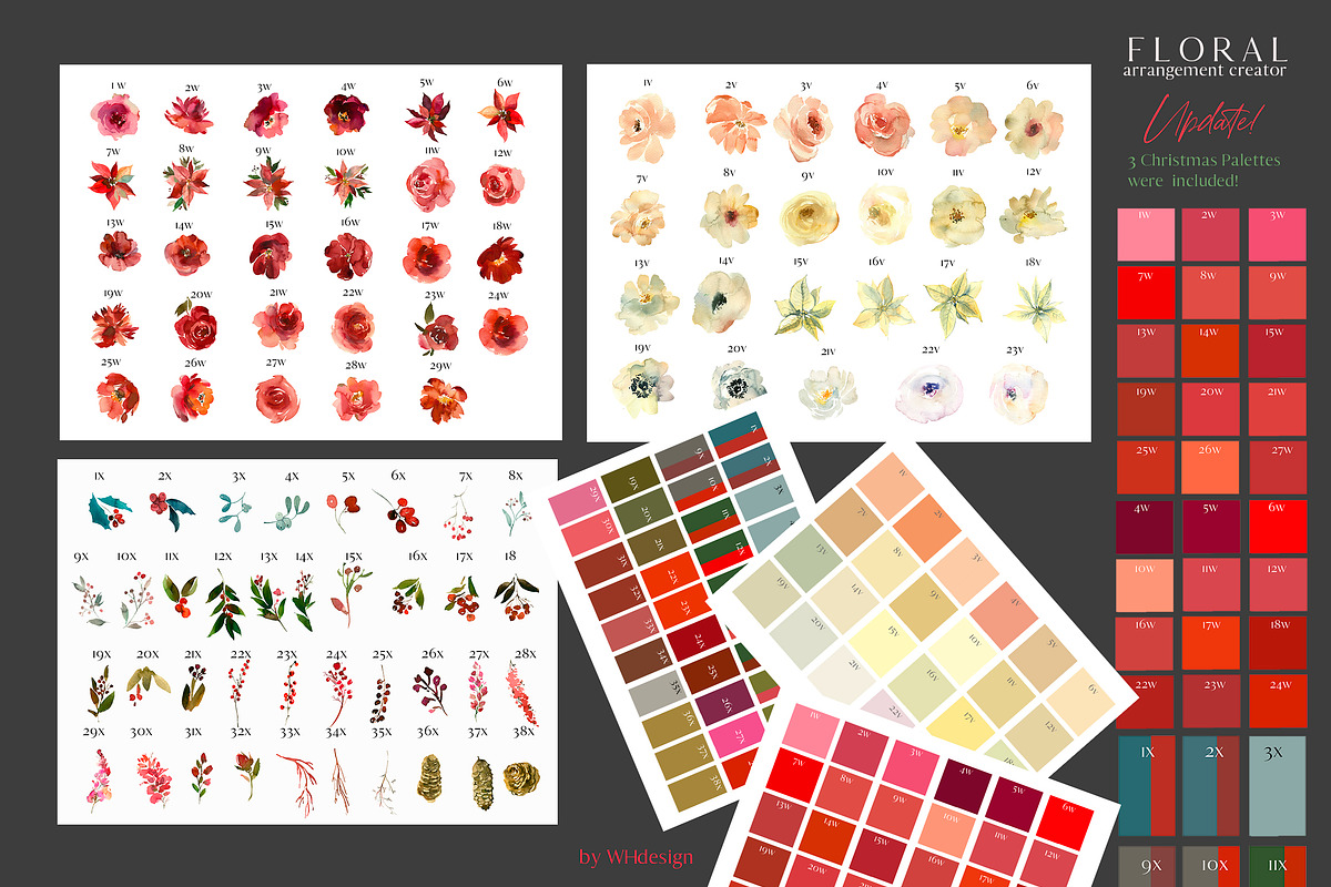 Watercolor Floral Bouquet Creator, a Decorative Illustration by whiteheartdesign (Photo 4 of 11)