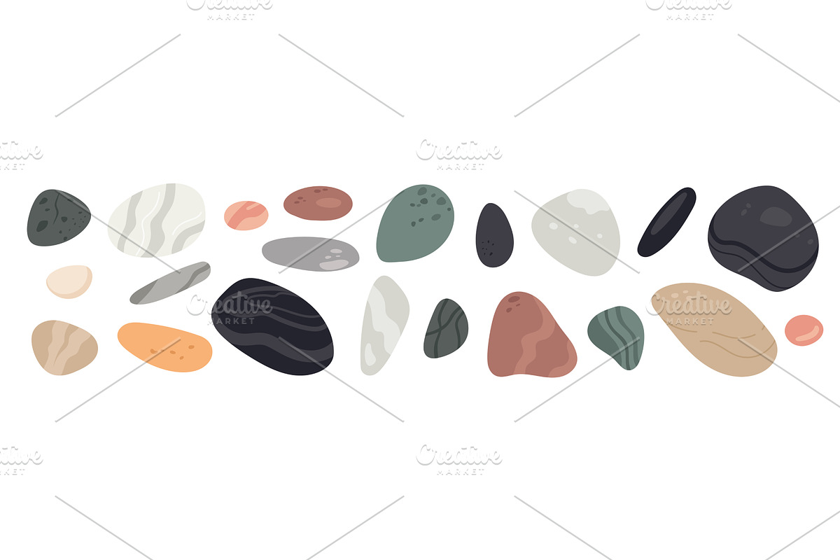 Pebble stones. Smooth rocks rolled, an Illustration by Vectorbuum
