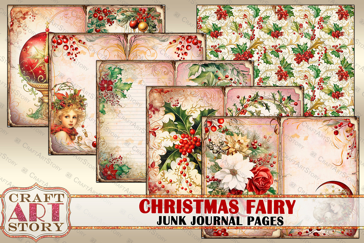 Christmas fairy Junk Journal Pages, a Person Illustration by CraftArtStory (Photo 4 of 6)