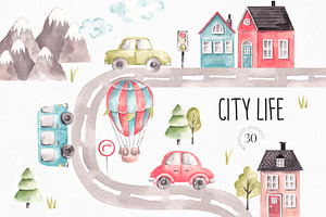 Cute City Life Clipart