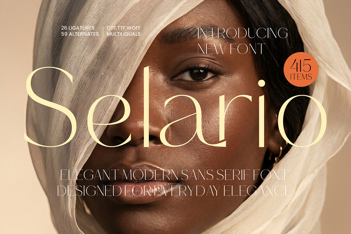 Selario Elegant Modern Sans Serif, a Sans Serif Font by timelesstype.co (Photo 1 of 15)