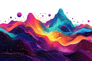 Abstract landscape art with mountain, a Background Photo by Pixeness Studio