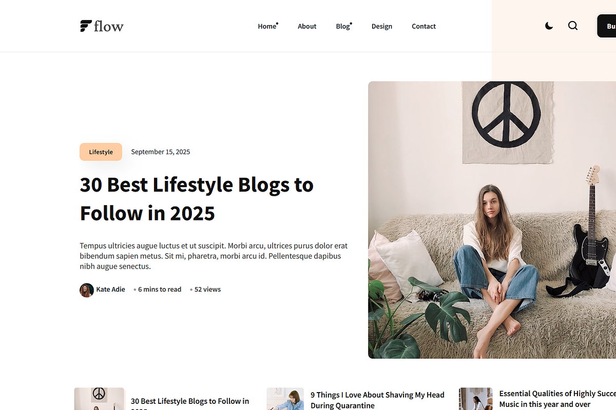 Flow - HTML Personal Blog Template, a HTML Template by AliThemes (Photo 2 of 4)