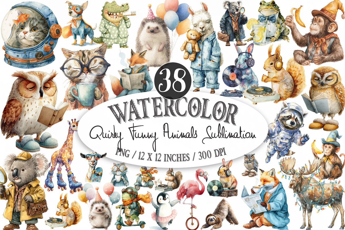 Quirky Funny Animals Sublimation, an Illustration by Designking (Photo 1 of 4)
