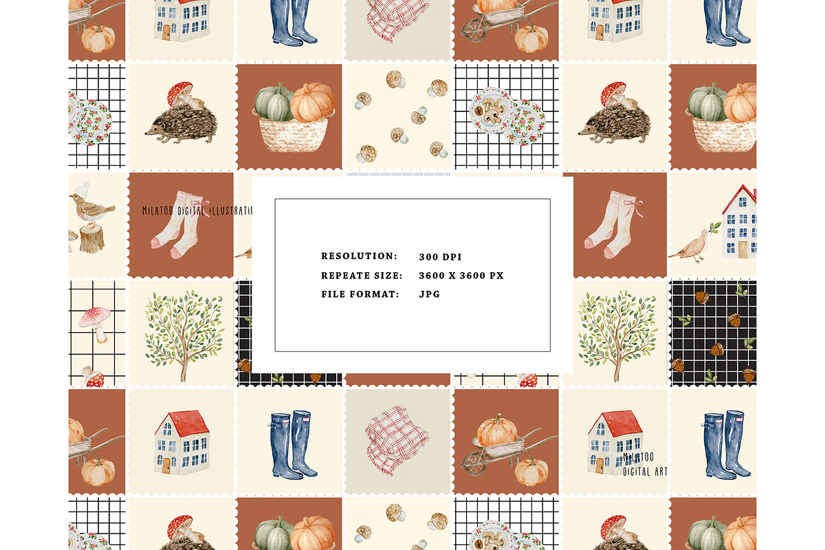 Fall Pumpkin Scandinavian pattern, a Pattern Graphic by Milatoo (Photo 3 of 3)