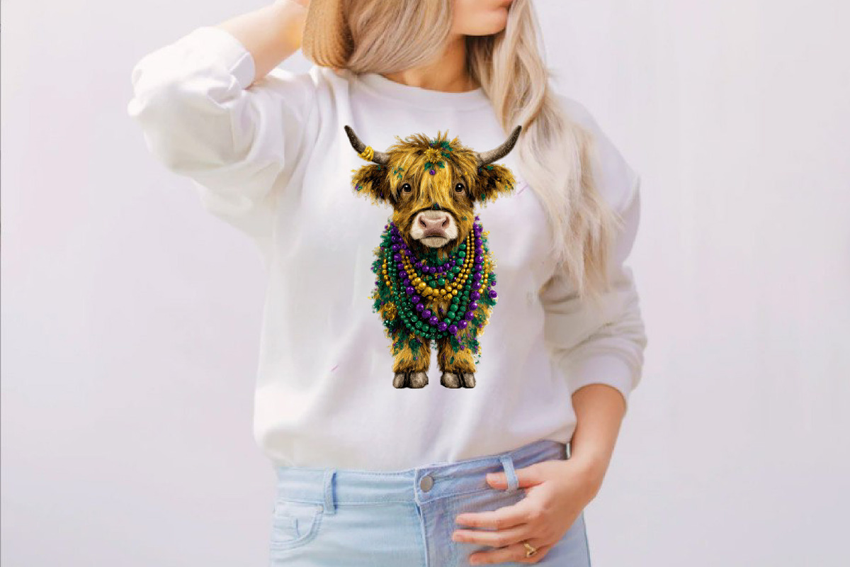 Cute Mardi Gras Highland Cow Clipart, an Illustration by SVGArt (Photo 4 of 7)