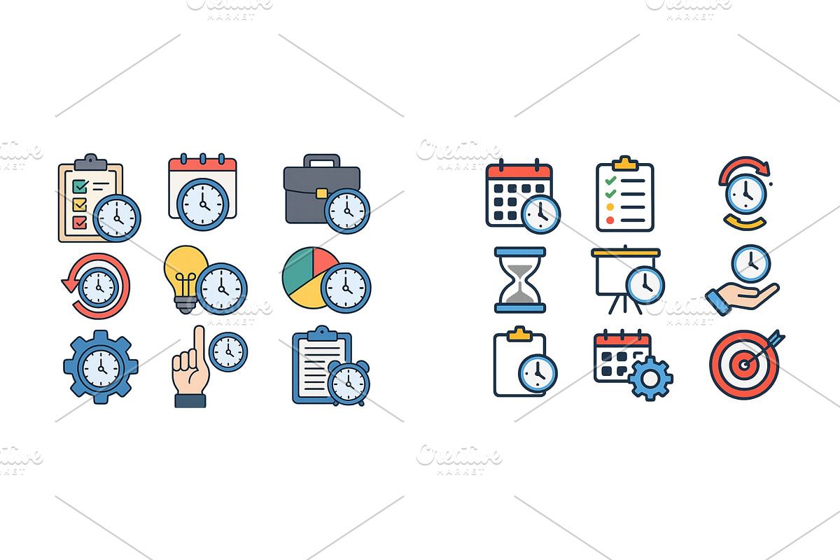 Clock icons representing time, a Finance Illustration by ZinetroN