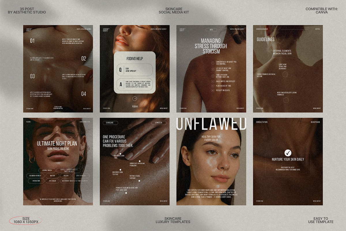 Skincare Feed Templates in Canva preview 4