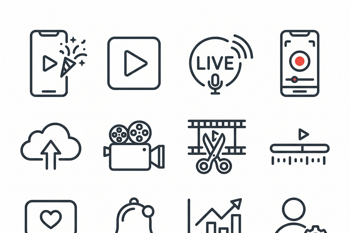 38 Vector Short Video Content Icons, an Outline Icon by adenpinkstore (Photo 9 of 10)