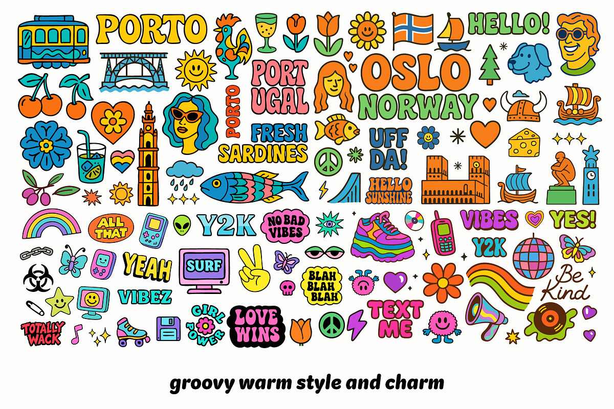 Groovy Mega 500 Stickers Bundle, an Object Graphic by Ckybe's Corner (Photo 6 of 6)