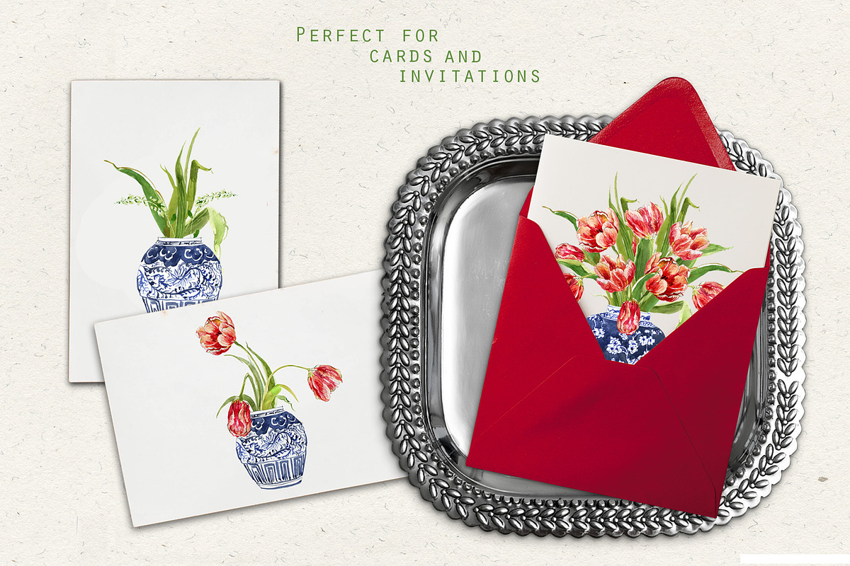 Jars and Tulips. Watercolor Set, a Decorative Illustration by Irina Dolgikh (Photo 12 of 12)