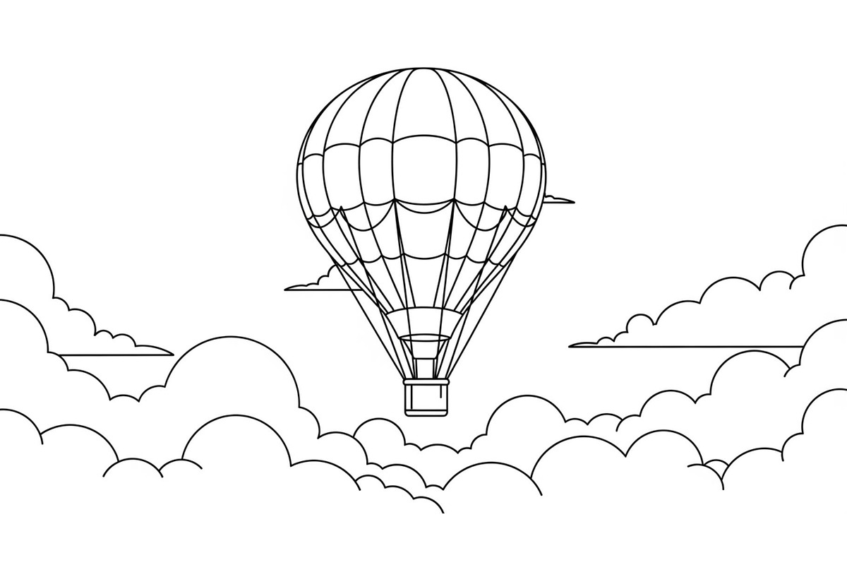 Hot Air Balloon Cloud Line Art bundl, an Illustration by Designer_Momina (Photo 47 of 51)