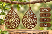 Mandala Floral Earring Wood SVG, an Object Graphic by Libby Wishes (Thumbnail 3 of 3)