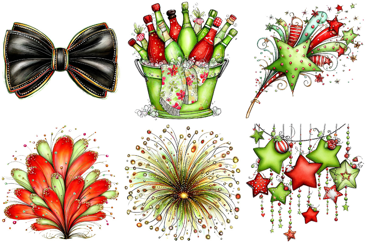 New Year's Midnight Glam Clipart, an Illustration by Craft Nest (Photo 6 of 6)