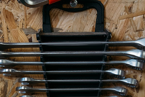 Workshop tools spanner set hex key wrenches rack, an Industrial Photo by Photo Drive Studio