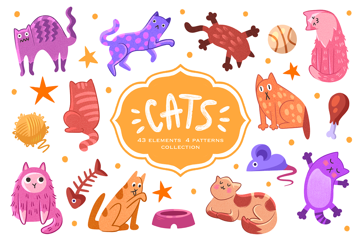 Cute Cat Clipart - Kids Bundle, an Animal Illustration by Moon House Shop (Photo 1 of 5)